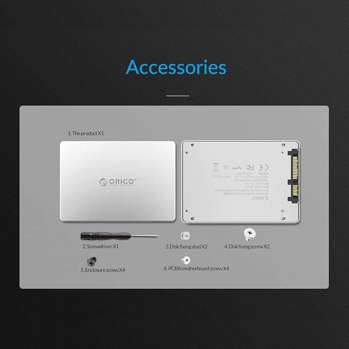 ORICO M.2(2230/2242/2260/2280) NGFF/MSATA(Input) to SATA Enclosure - Aluminium
