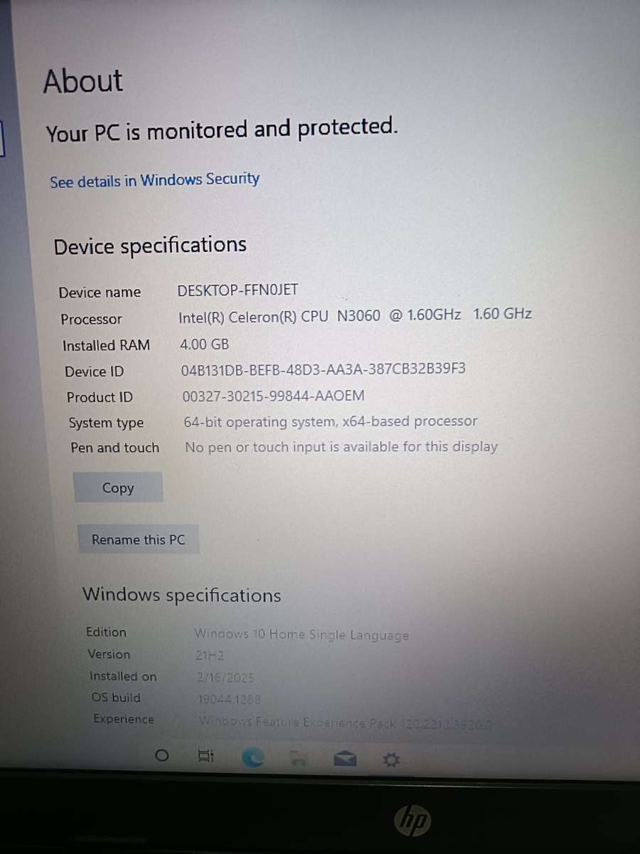 HP Celeron Laptop with 4GB RAM, 120GB Solid Sate Drive