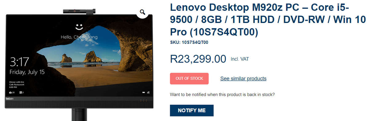 Lenovo All in One PC 9th Gen Hex Core i5, 8GB Ram, 256SSD, 23.8' FHD | Clearance Deal