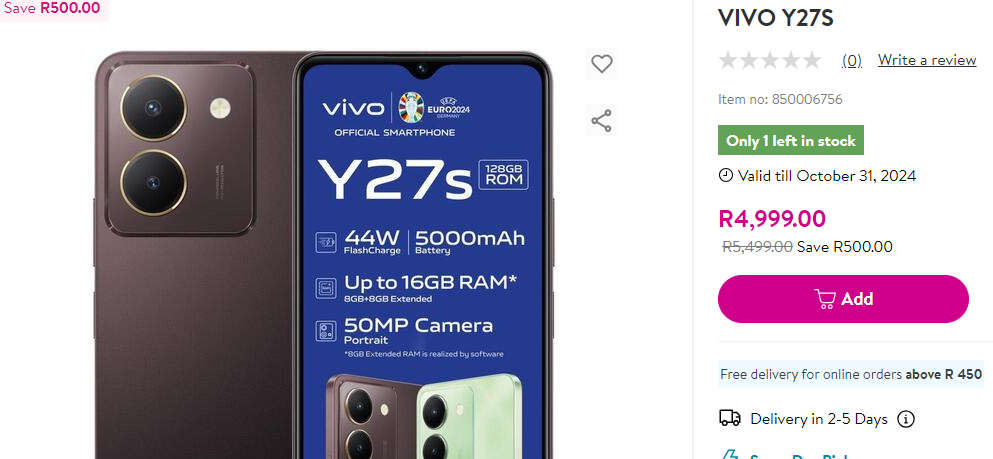 Vivo Y27s 128GB, 8GB Ram | Dual SIM Smartphone |Brand New Sealed Bargain!