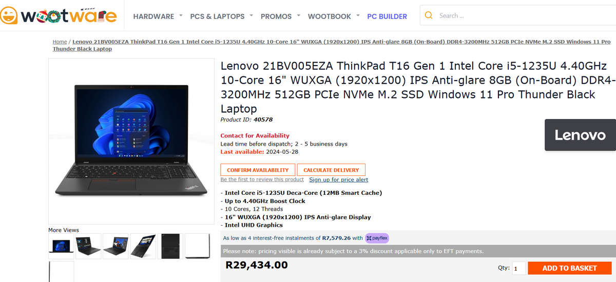 Lenovo ThinkPad T16 Gen 1 Notebook PC | Core i5 1235U (10 Cores), 16GB RAM, 512GB SSD | Monster Spec