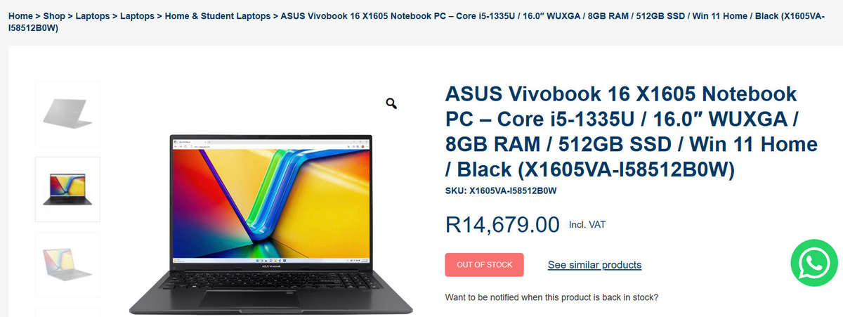 ASUS Vivobook 16 X1605VA | 13th Gen Core i5, 8GB Ram, 512GB SSD | NEW IN BOX