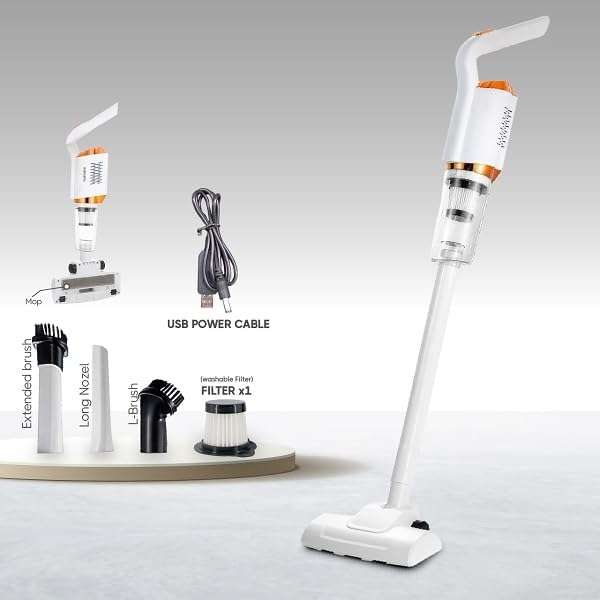 Rechargeable Cordless Vacuum Cleaner - 2000mAh, 120W Suction Power, USB Fast Charging