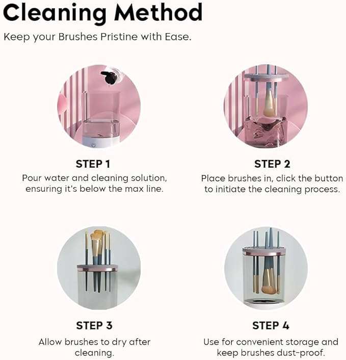 3in1 Automatic Makeup Brush Cleaner Machine with USB Cable, Spinning Electric Makeup Brush Cleaner