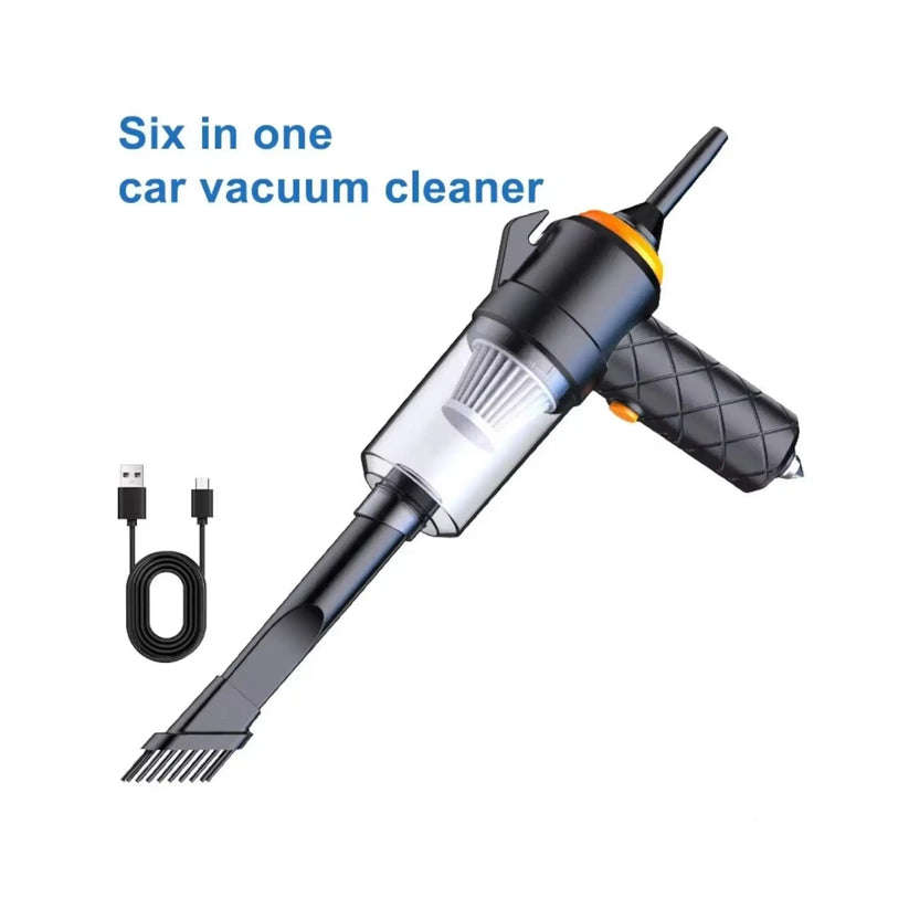 6000Pa High-Power Car Vacuum Cleaner with seat belt Cutter and Safety Hammer Portable, Rechargeable