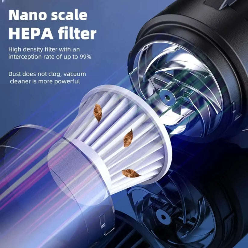 6000Pa High-Power Car Vacuum Cleaner with seat belt Cutter and Safety Hammer Portable, Rechargeable