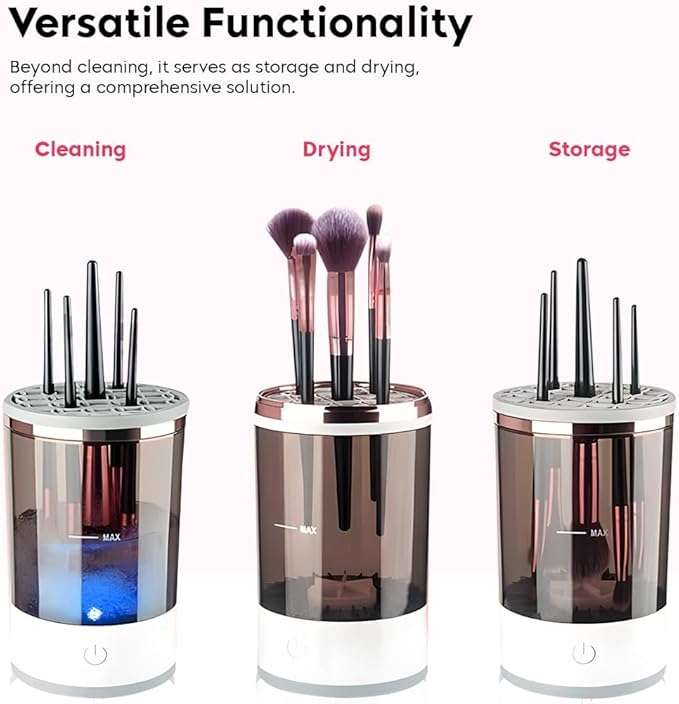 3in1 Automatic Makeup Brush Cleaner Machine with USB Cable, Spinning Electric Makeup Brush Cleaner