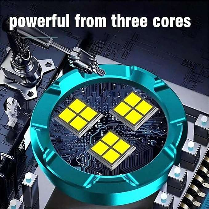 3 Eyed Monster Strong Magnetic Powerful Rechargeable Flashlight, 5 Modes, Waterproof