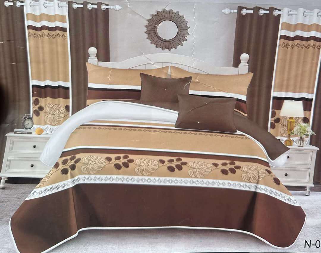 5pc Queen Quilted Set, 1 bedspread , 2 standard + 2 continental pillow cases