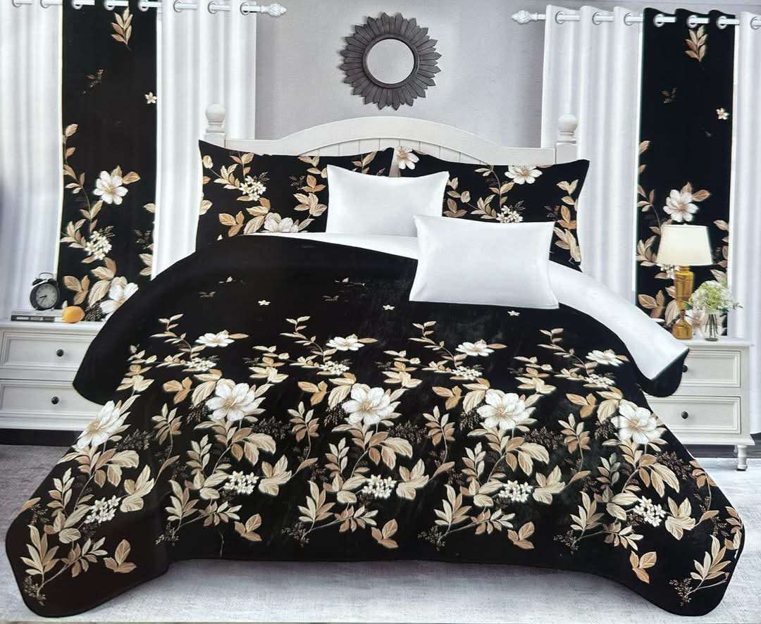 5pc Queen Set Bedspread , 2 standard + 2 continental pillow cases