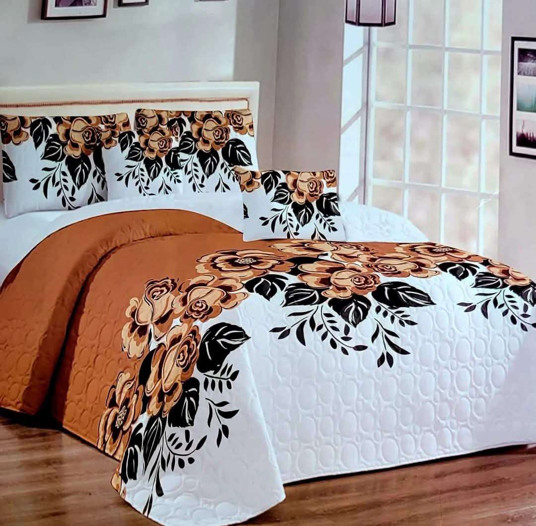 5pc Queen Quilted Set, 1 bedspread , 2 standard + 2 continental pillow cases