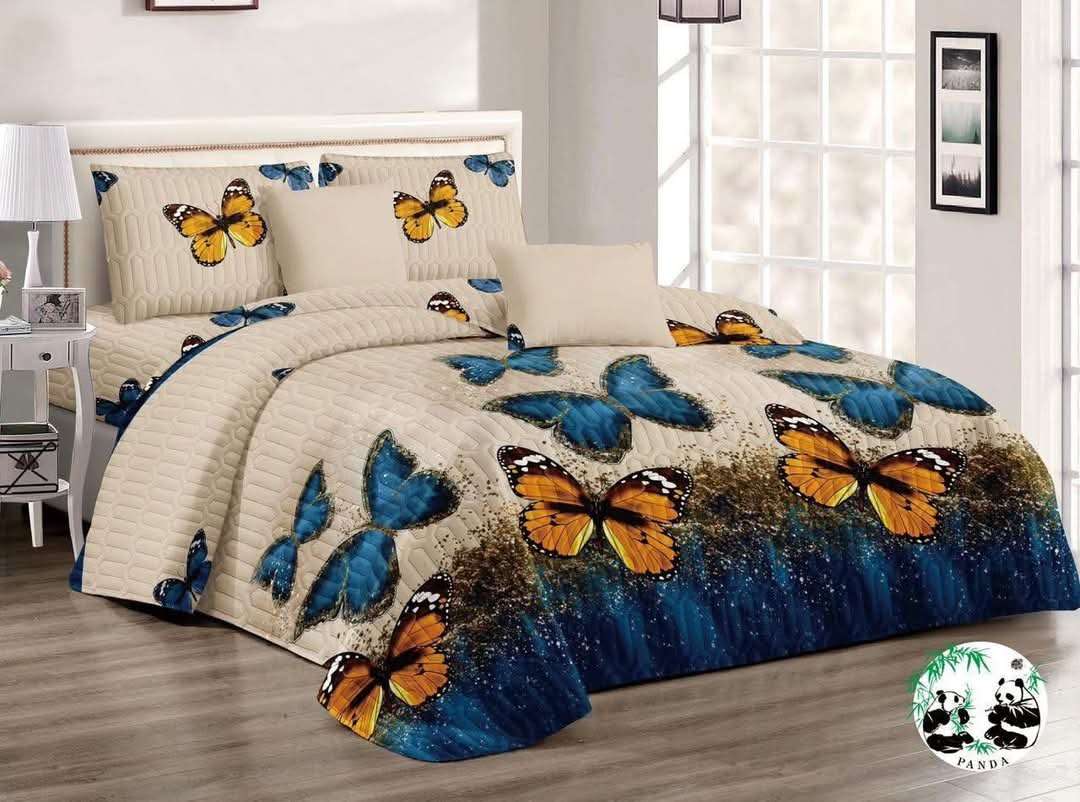 5Pc Queen Set, 1 Queen Bedspread, 2 Standard Pillow Cases, 2 Continental Pillow Cases