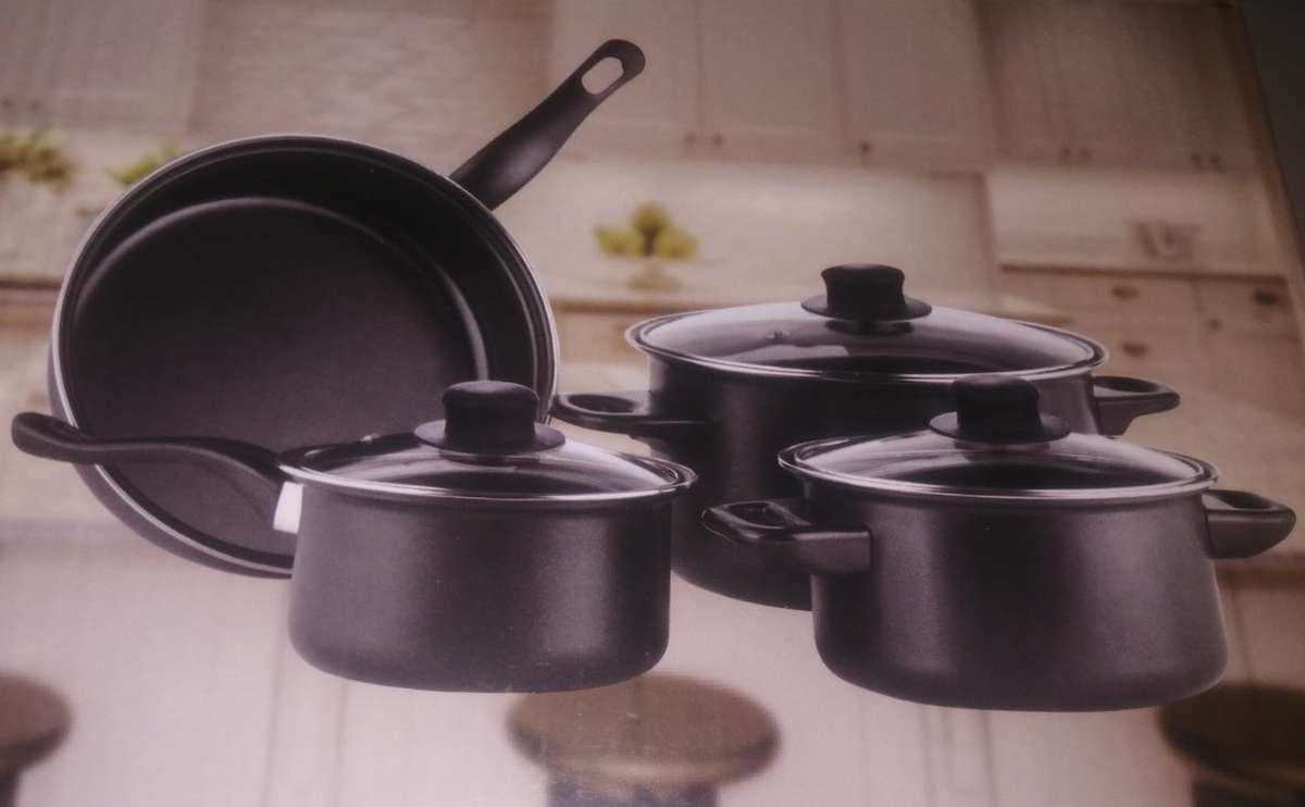 13 Piece Cookware and Utensil Set Non-Stick, glass lids