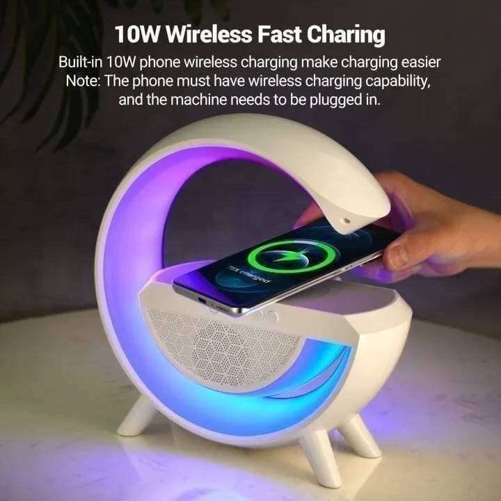 LED Wireless Charging Speaker, with Clock, Alarm Clock, FM Radio, Seven Color Selection
