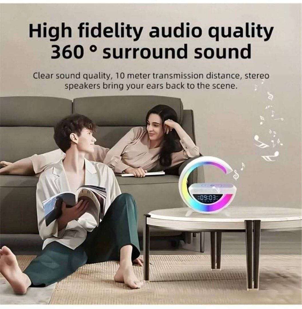 LED Wireless Charging Speaker, with Clock, Alarm Clock, FM Radio, Seven Color Selection