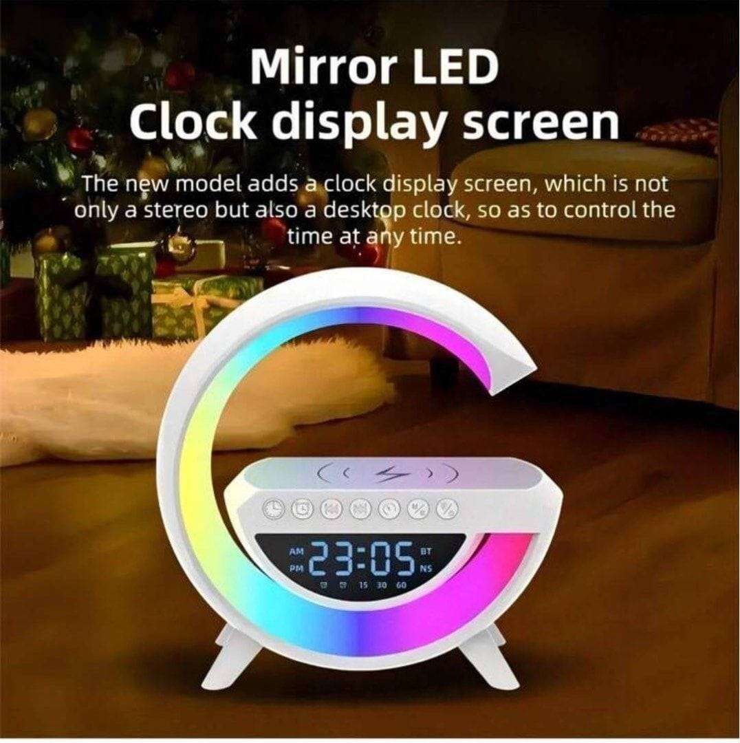 LED Wireless Charging Speaker, with Clock, Alarm Clock, FM Radio, Seven Color Selection