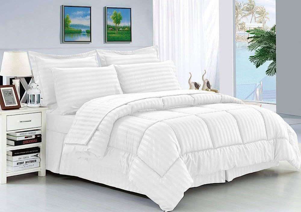 5Pc Queen White Comforter Set, Incl 2 Std + 2 Conti pillowcases, also in Double size (can choose)