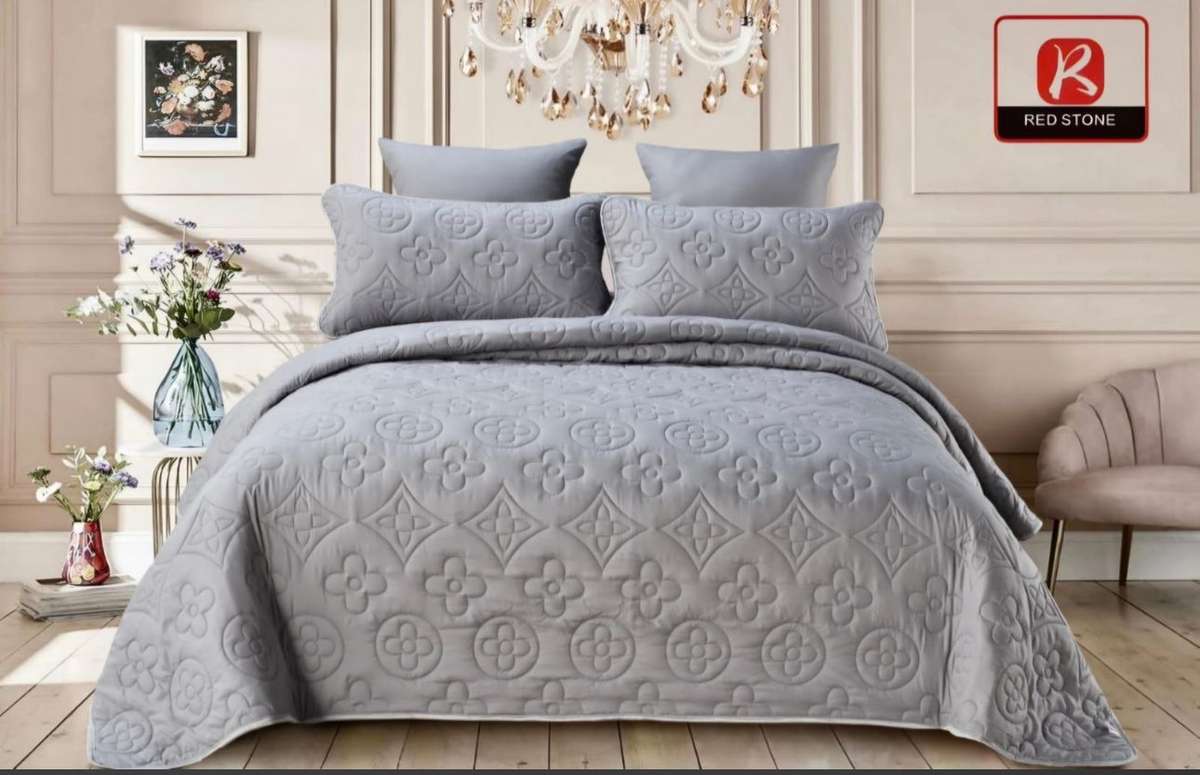 5Pcs Super King Quilt Set - Grey