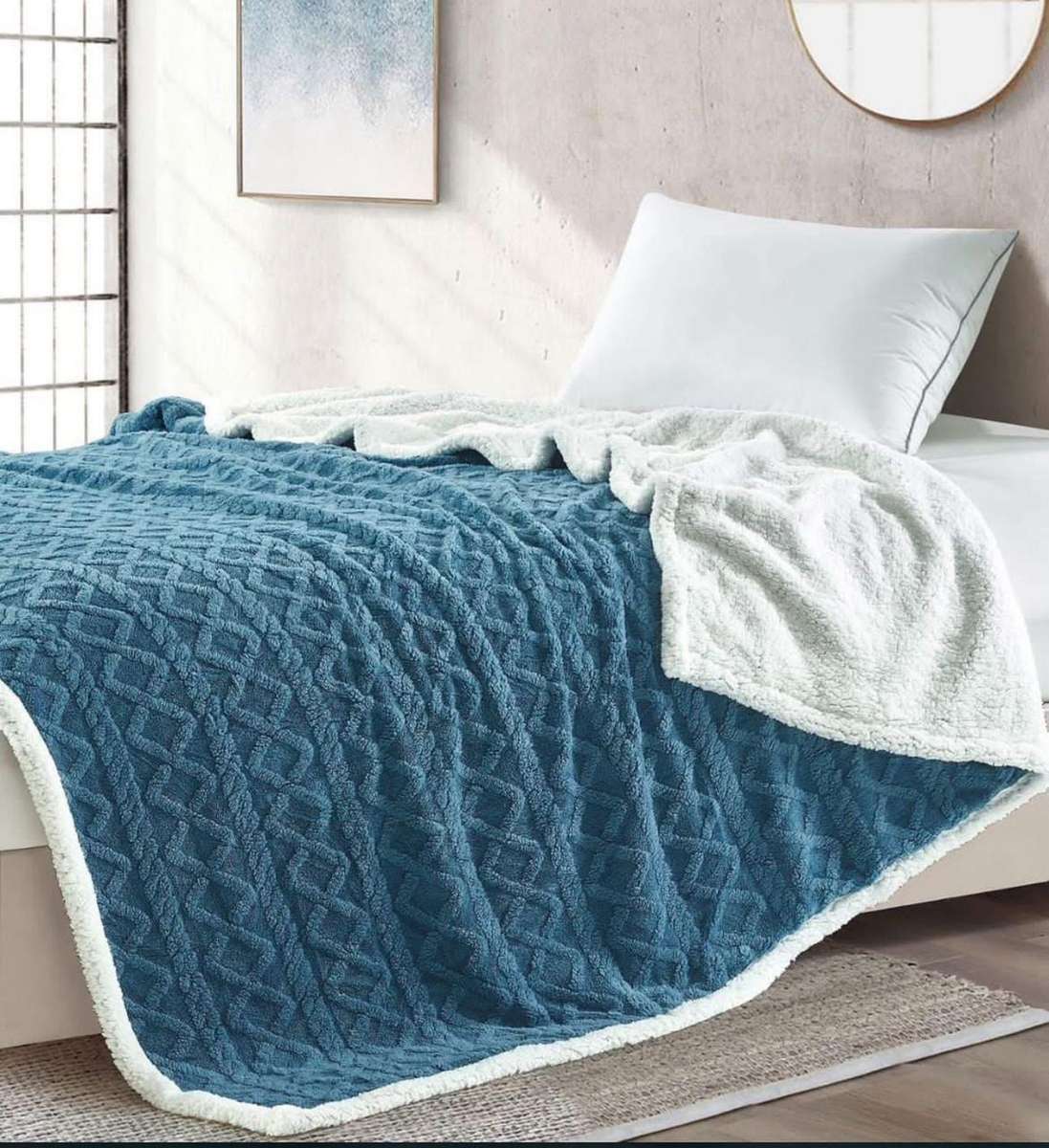 Queen Geometric Sherpa blanket, Size 200x230