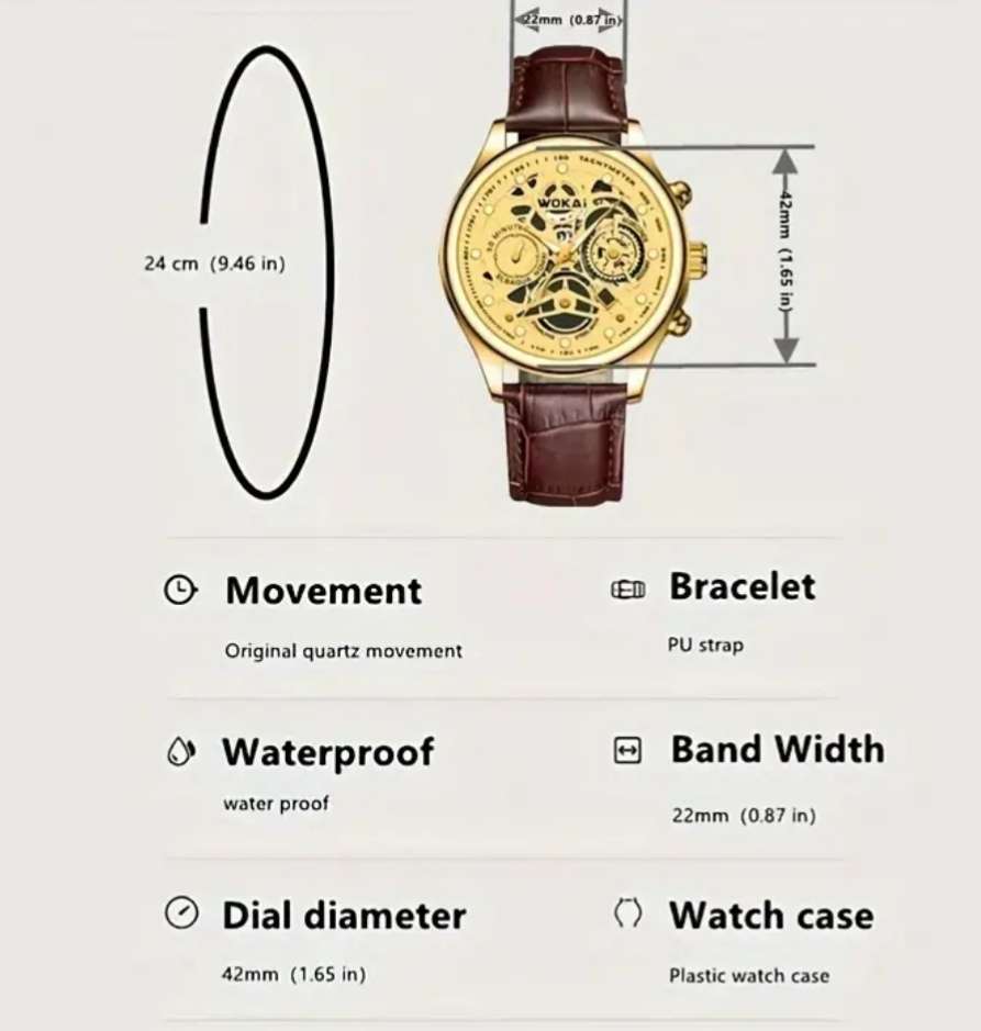 Quartz Watch, Business Fashion Analog PU Leather Watch