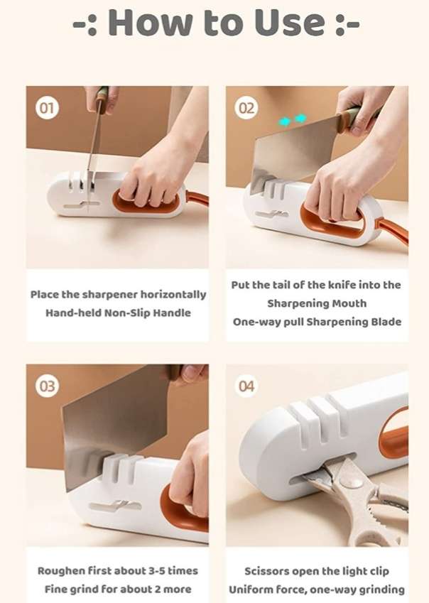 4-in-1 Multifunctional Sharpener, Fast Handheld Knife Scissors Sharpener, green, blue, or orange