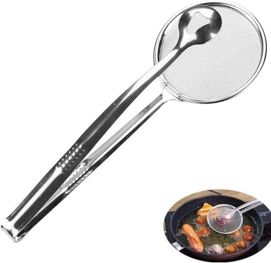Food Strainer Tongs, Stainless Steel Clamp Strainer Filter Spoon With Clip
