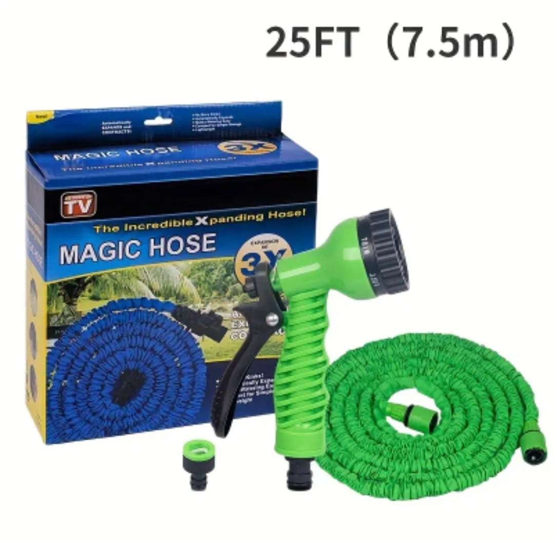 25Ft Expandable Garden Hose with Multi-Function Spray Nozzle, 3X Retractable Flexible Hose, 7.5m