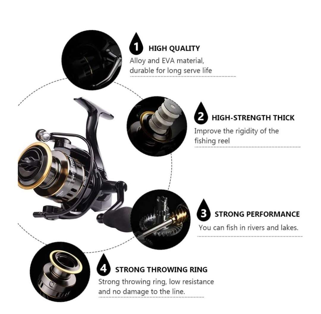 Metal Spinning Fishing Reel Fishing  4000  for Saltwater or Freshwater, Gear ratio 5:2:1