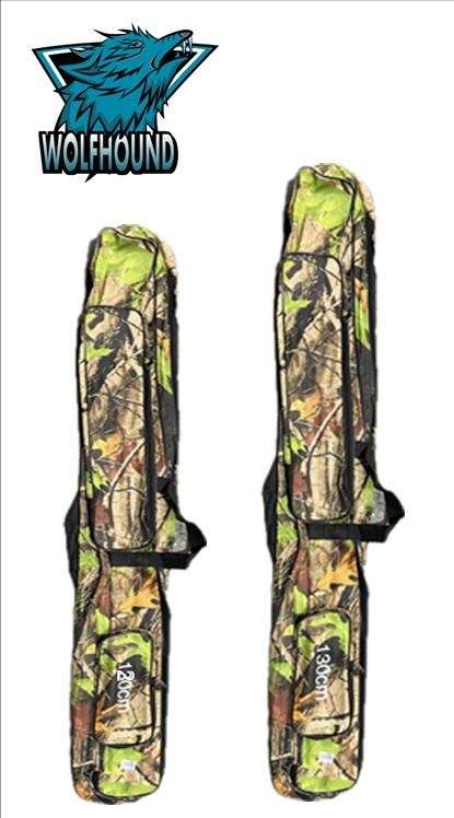 Wolfhound Camo 1.3m Foldable Fishing Rod Bag, Long Soft Bag, with big side pockets for other Gear