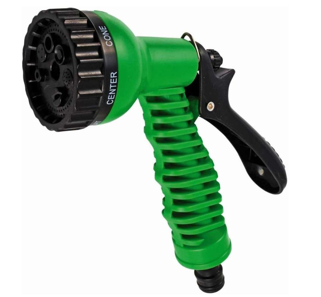 50Ft Lay Flat Garden Hose Pipe 15m, with 7 Pattern Spray Gun and Reel Stand, Kink Resistant Design