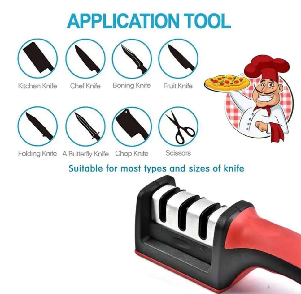 Knife and Scissor Sharpeners 3 Stage Knife Sharpener 3-in-1 Knife and Scissors Sharpener