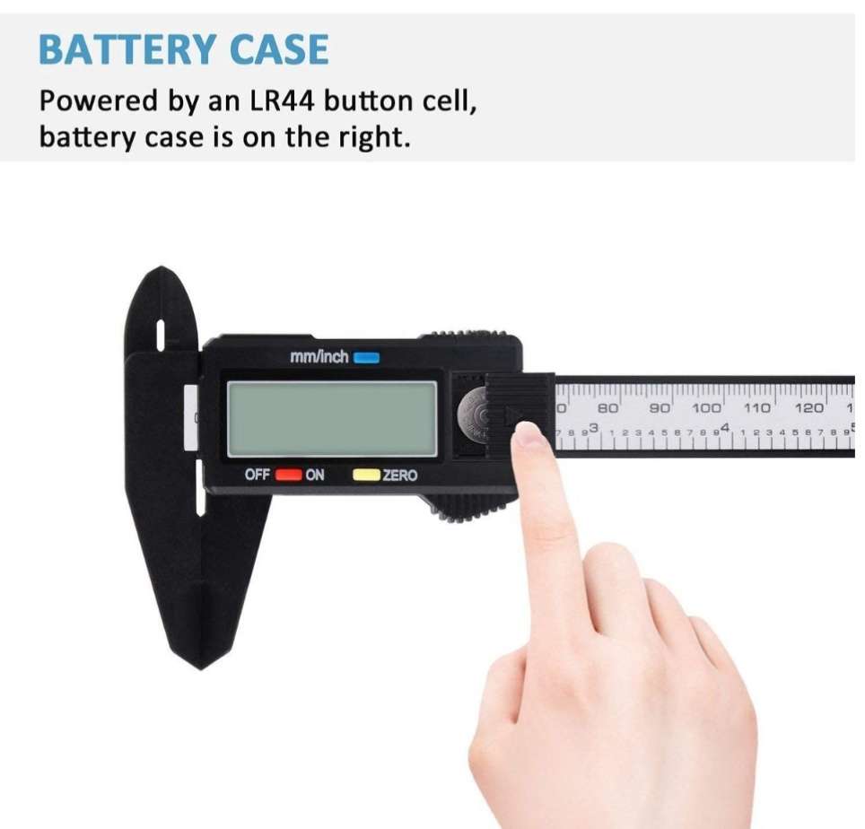 Digital Caliper 150mm with Large LCD Screen, Carbon Fibre Composites, 4 Way-measurement