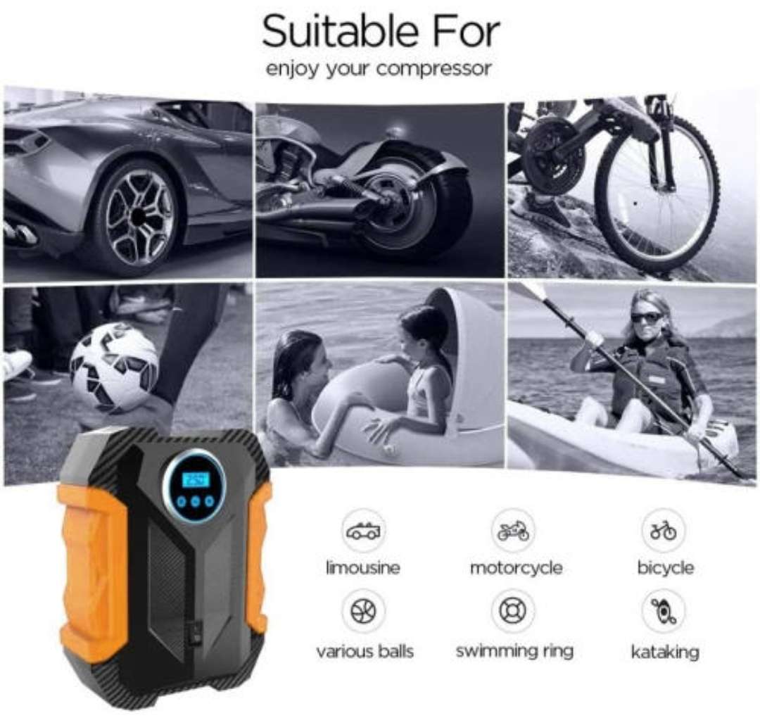 Digital Air Compressor Car Automatic Pump Portable Tire Inflator with LED Light DC 12V