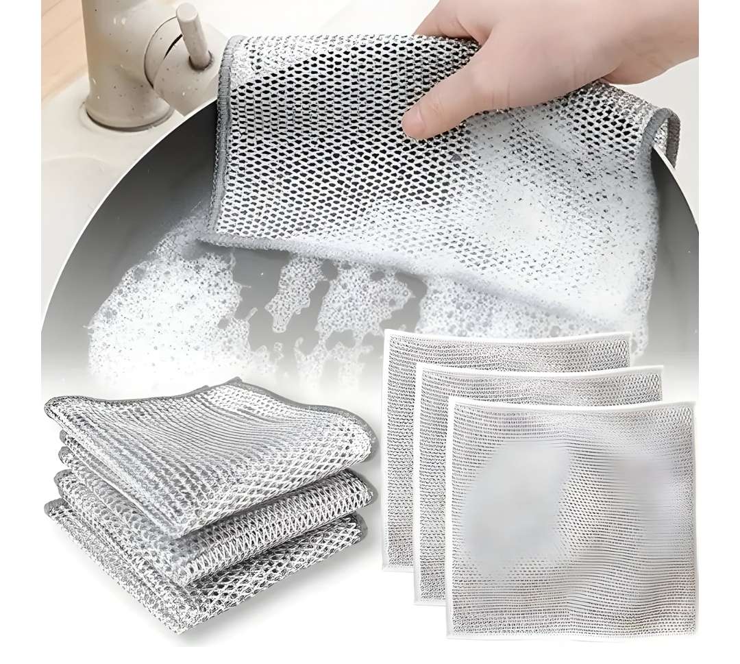 10pc Stainless steel mesh multi purpose cleaning cloths 20cm x 20cm, must have in every kitchen