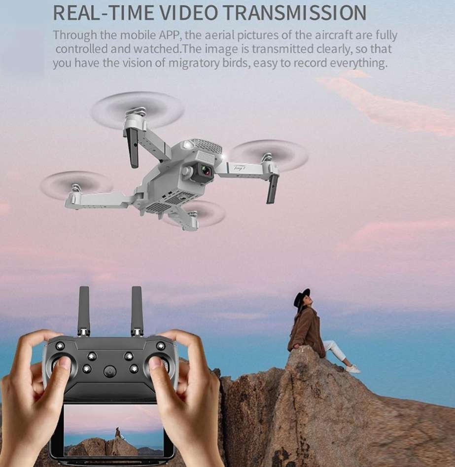 E88 Pro Dual Camera Drone 4K UHD, Automatic Shooting in 720P, 3D Flip