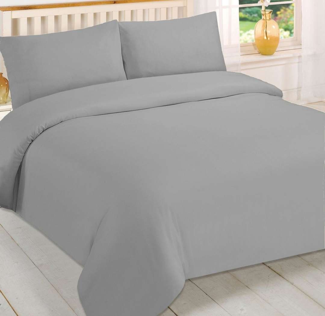 6pc Queen Duvet Cover Set Grey, includes 2 std and 2 Conti pillowcases, Flat sheet, and Duvet Cover