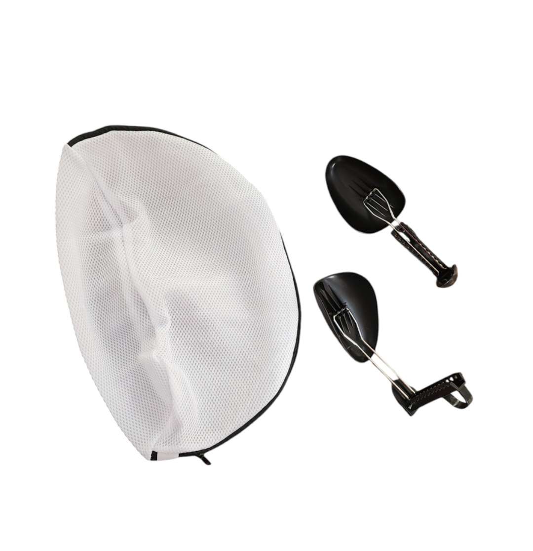 Laundry protective shoe washing & storage bag with 2 adjustable shoe trees, underwear bag