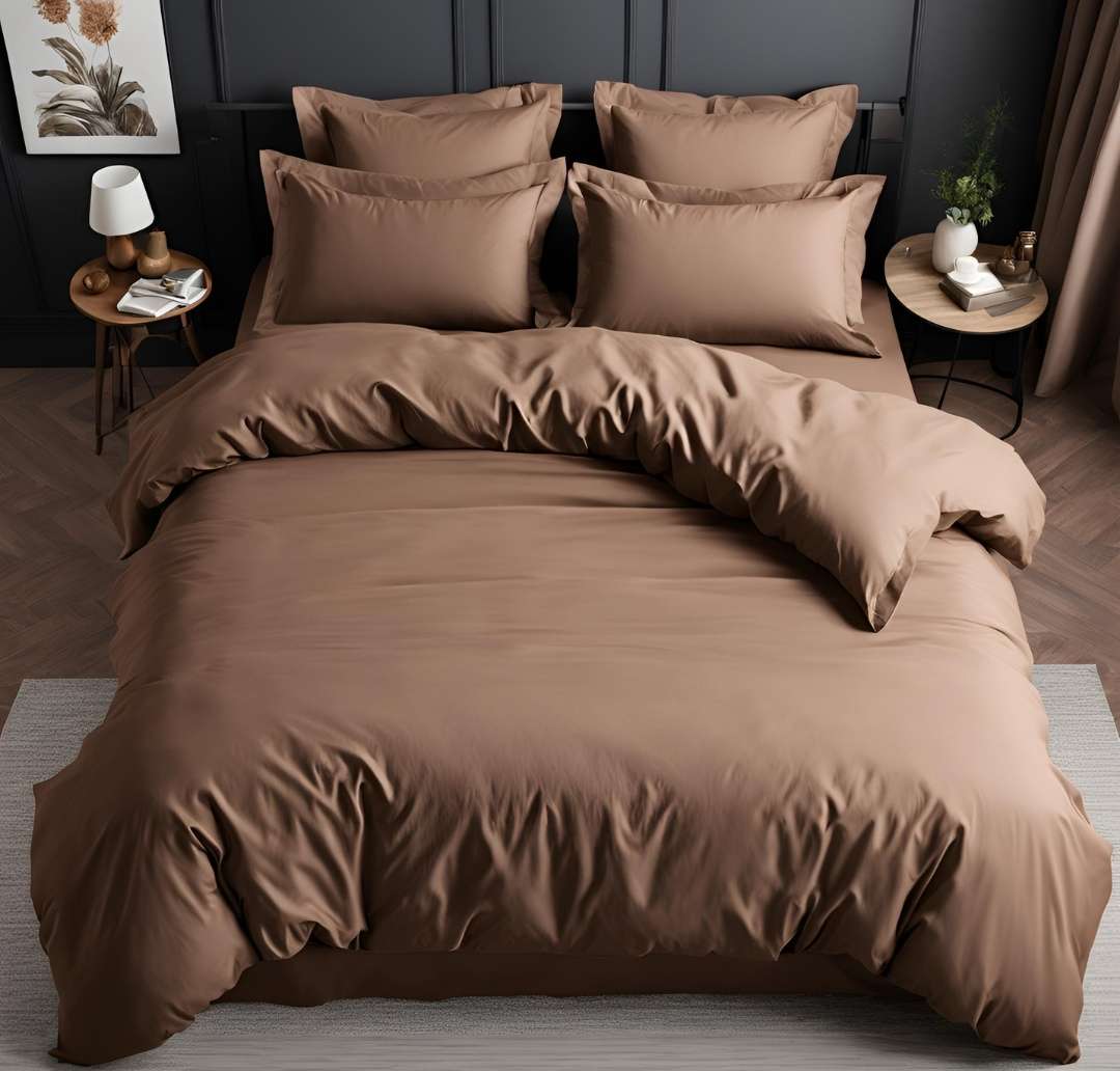 3pc King size duvet cover set, 2025 Collection, brown, micro fiber, with 2 pillow cases