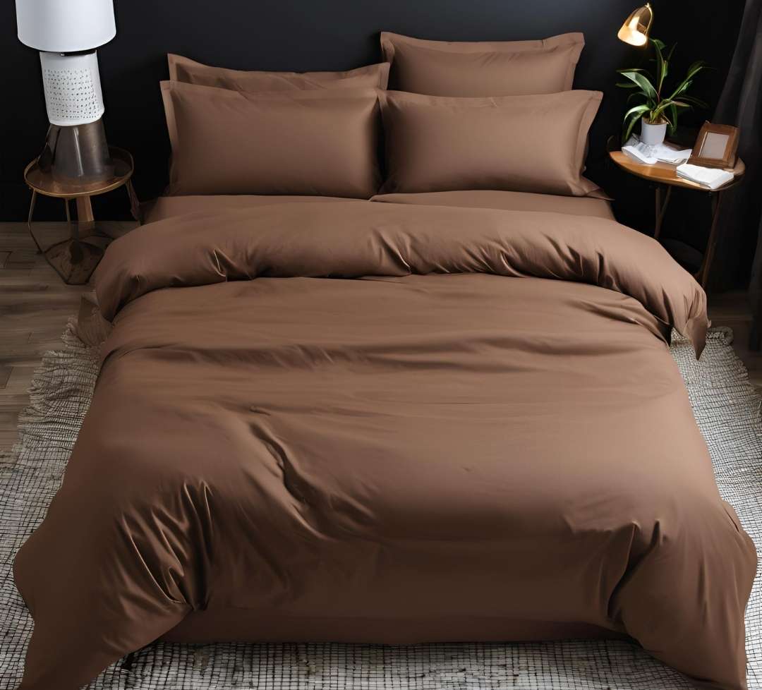 3pc King size duvet cover set, 2025 Collection, brown, micro fiber, with 2 pillow cases
