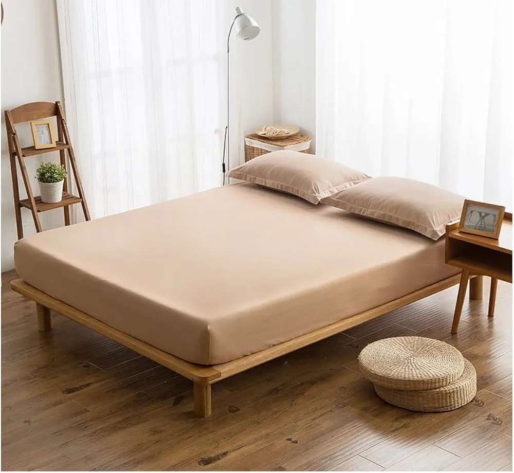 4pc King sheet set, 1 x fitted sheet and 2 pillow cases, beige/natural