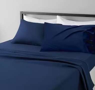 4pc King Sheet Set, includes 1x Flat sheet, 1 x Fitted sheet and 2 Standard Pillow cases, Navy Blue