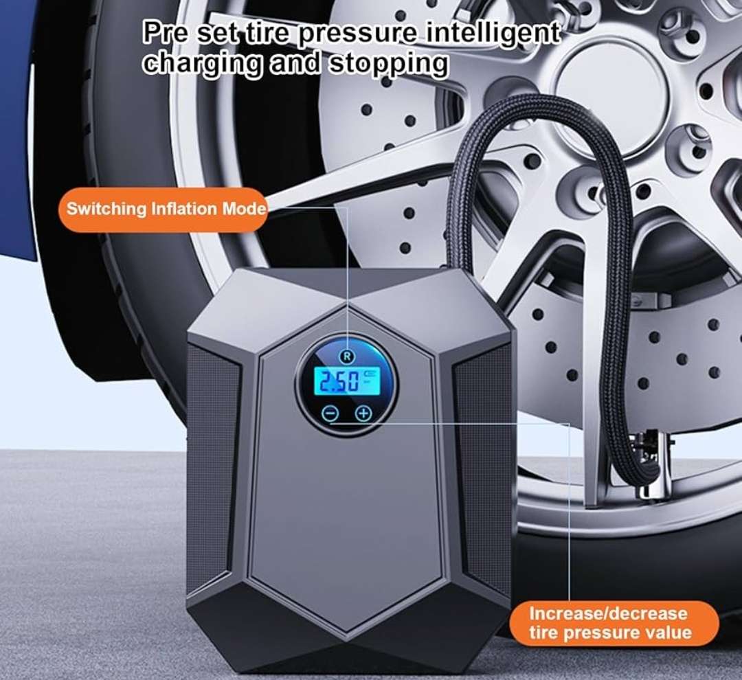 Ultra-Portable Air Compressor, Intelligent Digital Display, preset tyre pressure, 100psi, 30L/min