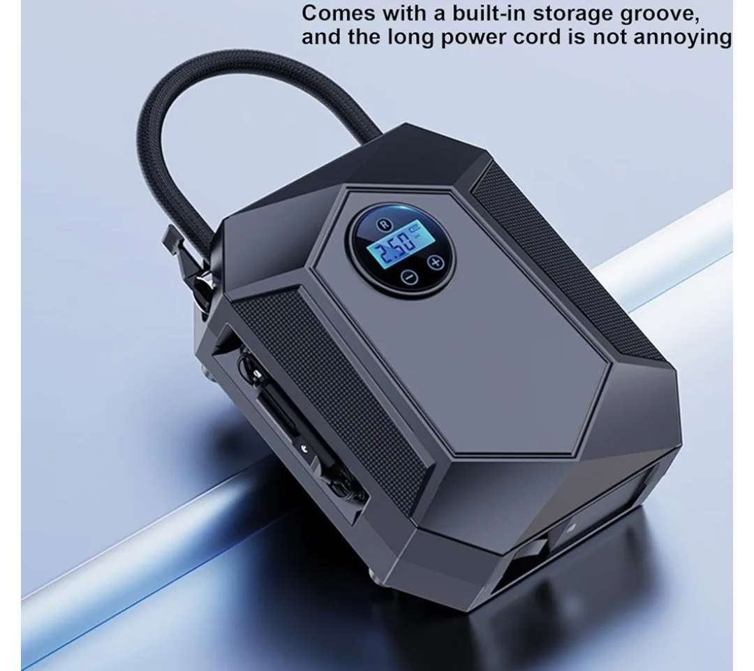 Ultra-Portable Air Compressor, Intelligent Digital Display, preset tyre pressure, 100psi, 30L/min