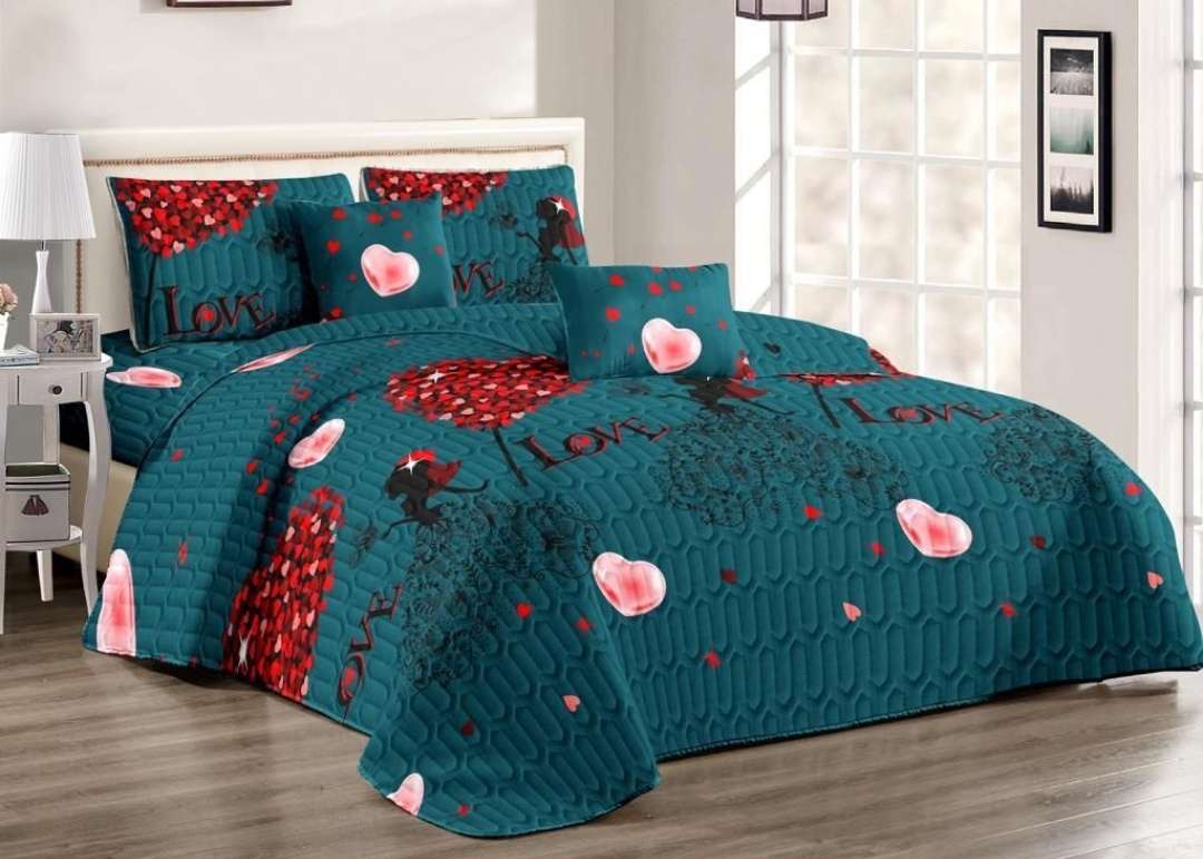 5Pc Super King Quilt Set, 1 SK Bedspread, 2 Quilted Standard + 2 Quilted Conti pillow cases