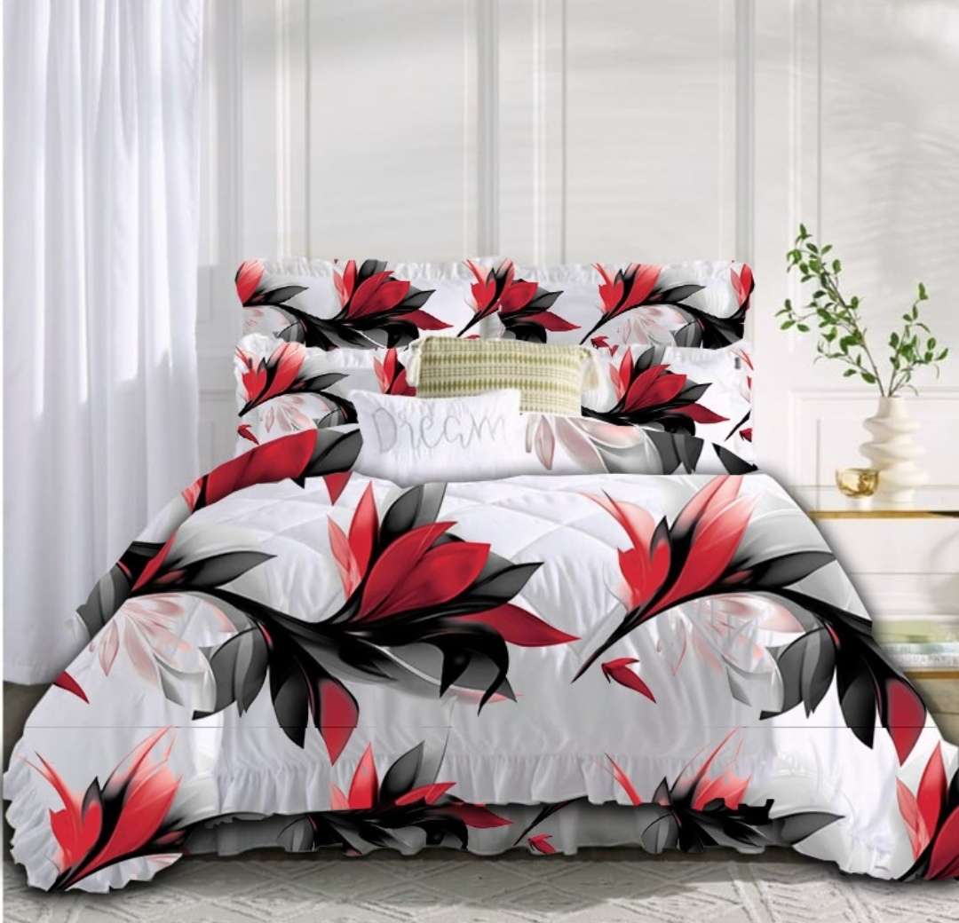 King 5Pc Printed Comforter Set, with 2 Std + 2 Conti Pillowcases