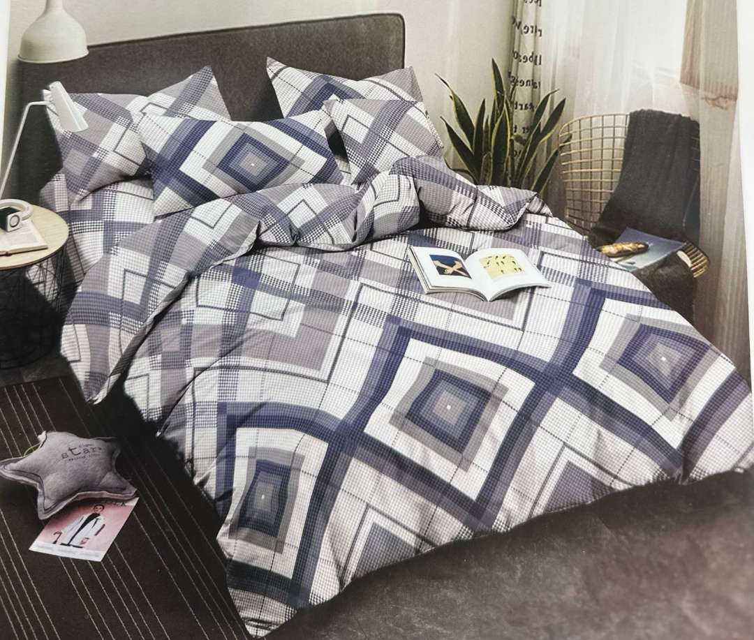 6pc Set, Duvet Cover with Zip, 2 std + 2 conti pillowcases, 1 flat sheet, Choose size (Double/Queen)