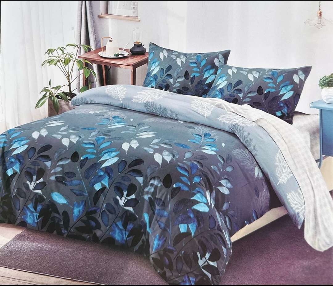 6pc Set, Duvet Cover with Zip, 2 std + 2 conti pillowcases, 1 flat sheet, Choose size (Double/Queen)