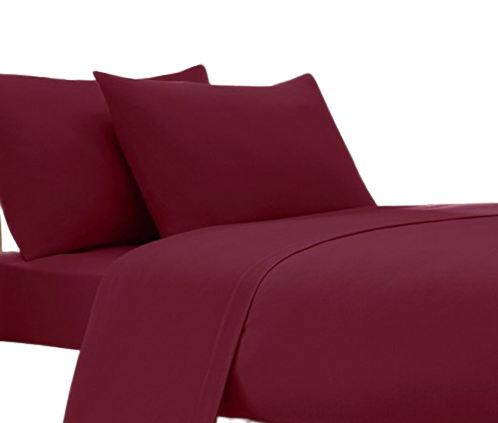 4pc Queen sheet set, includes 1x flat sheet, 1 x fitted sheet and 2 pillow cases, maroon