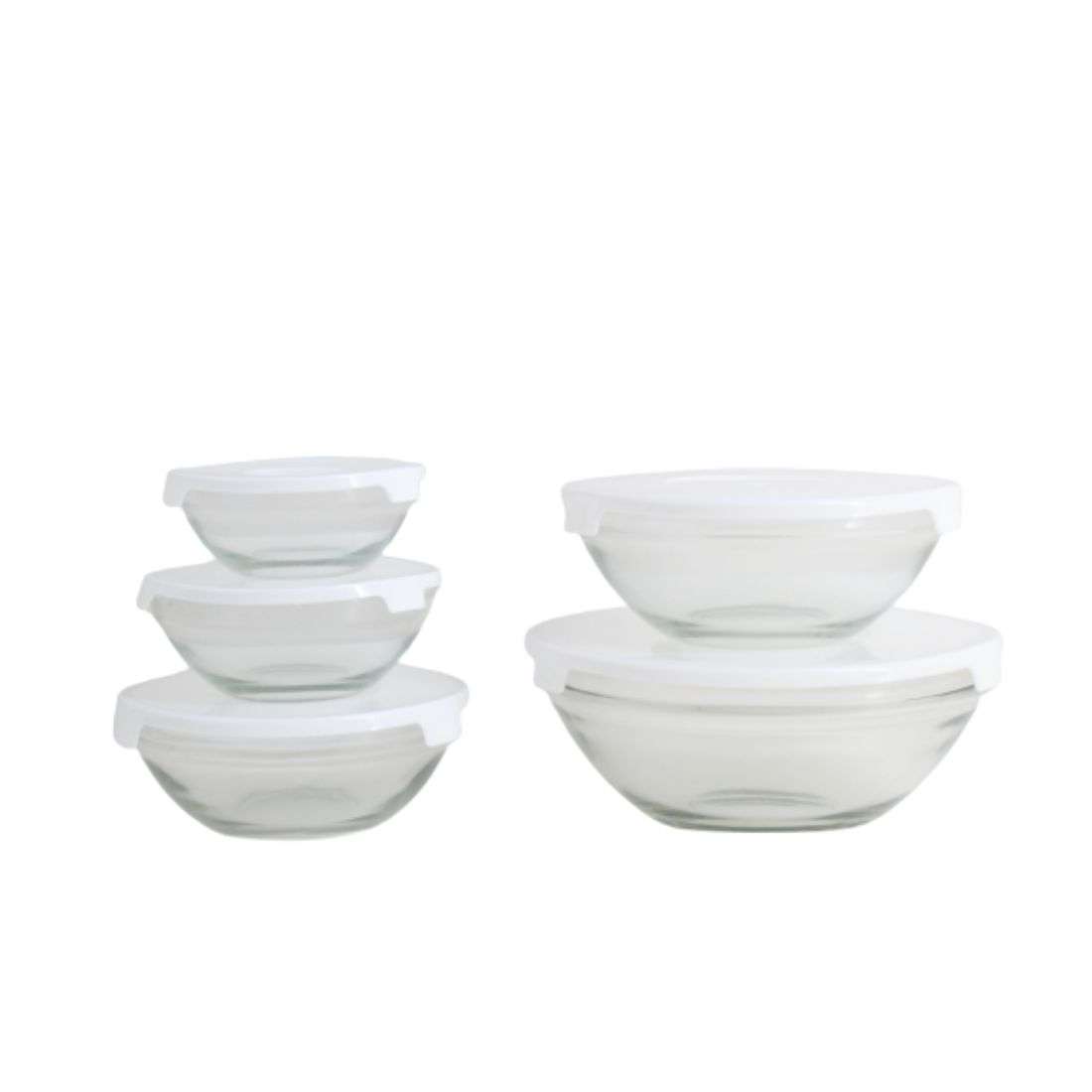5pc Glass bowls set, with lids, different colors available