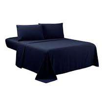 4pc King Sheet Set, includes 1x Flat sheet, 1 x Fitted sheet and 2 Standard Pillow cases, Navy Blue